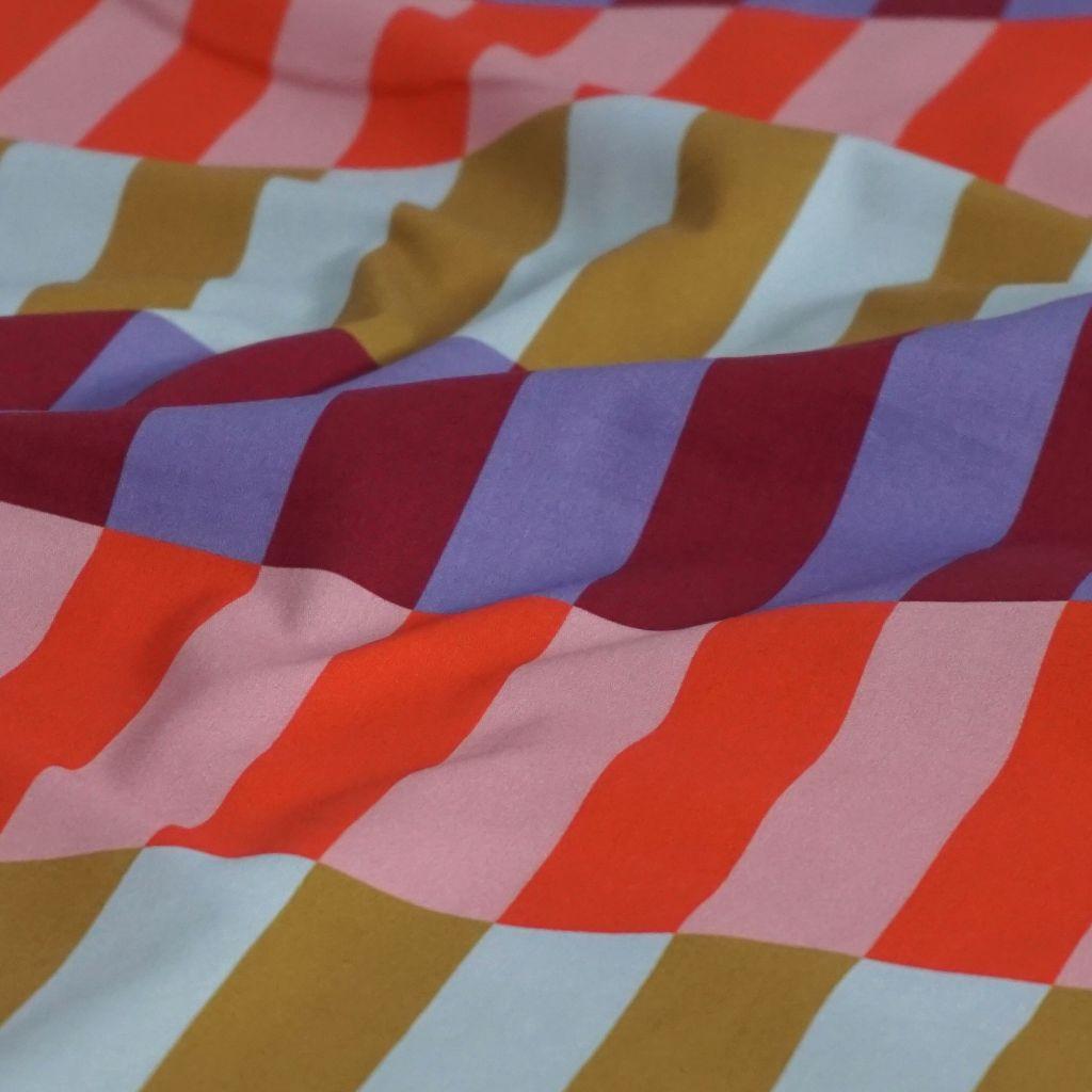 Baumwollstoff Motivdruck Blocks orange senfgelb weinrot